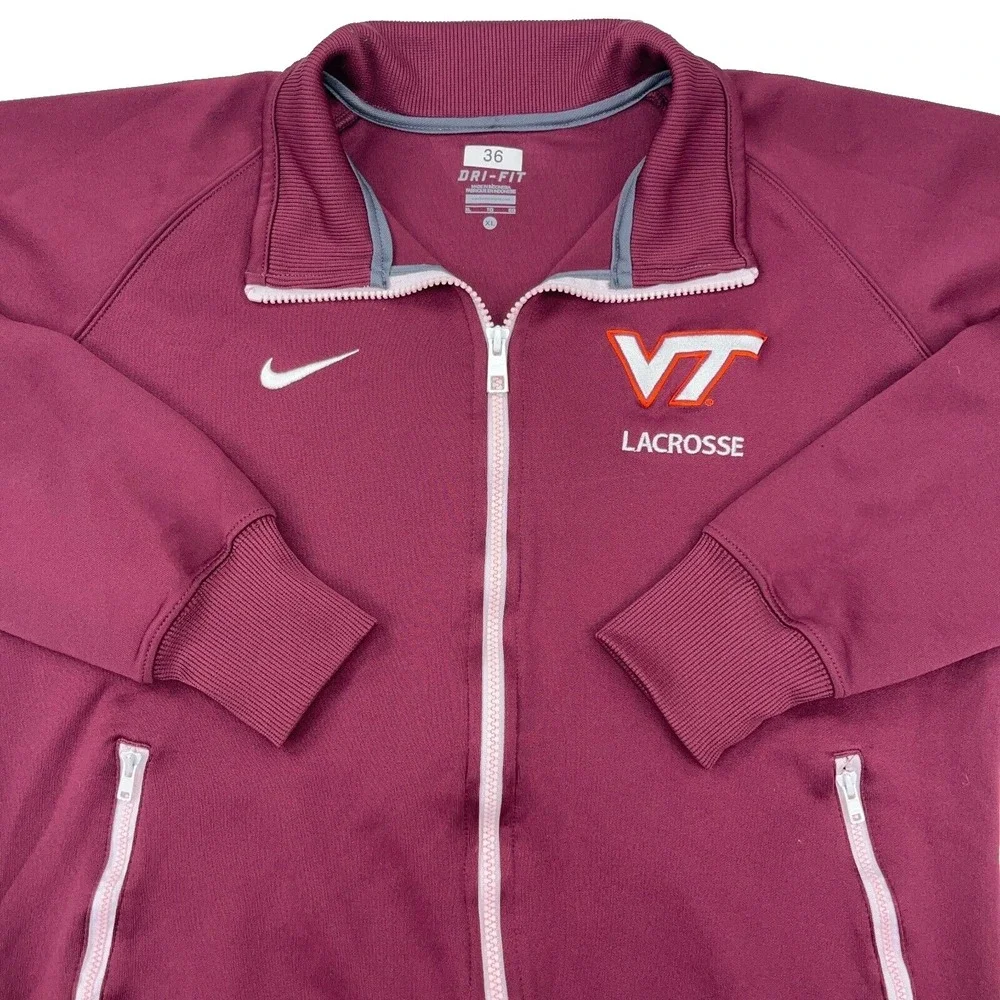 Virginia Tech Hokies Jacket Women XL Maroon Nike Dri Fit Track Suit Team‎ Issue